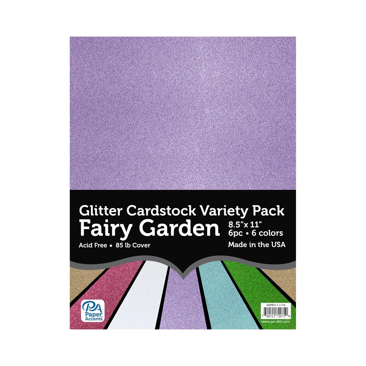 Accent Design Paper Accents Glitter Cardstock Variety Pack - Fairy Garden 8.5x11 Assorted Colors - Non-Shedding Glitter Paper for Scrapbooking, Crafts, Invitations & Scrapbooking - Archival Quality